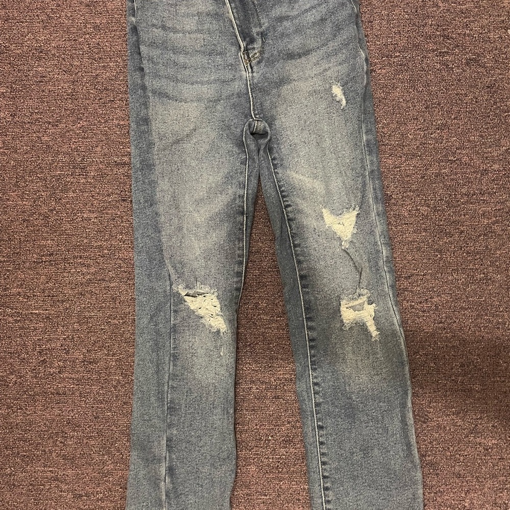Kendall & Kylie Distressed Blue Straight Leg Jeans
